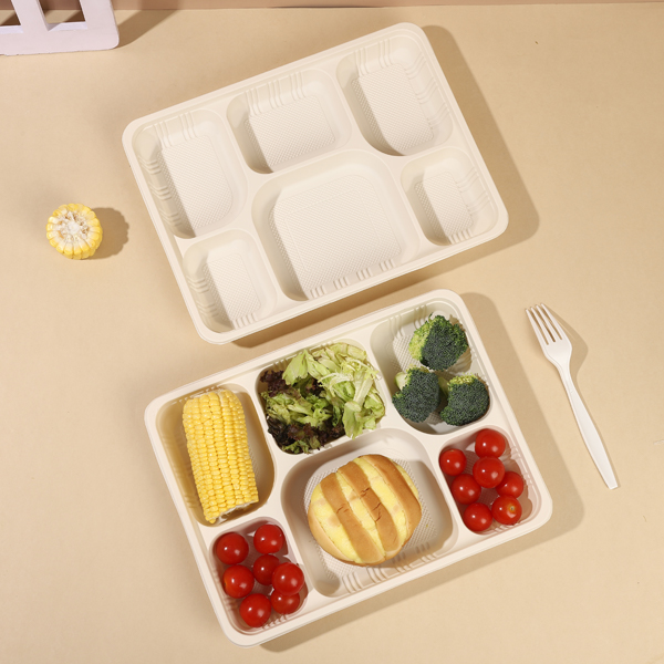 Cornstarch Six-Compartment Tray 6